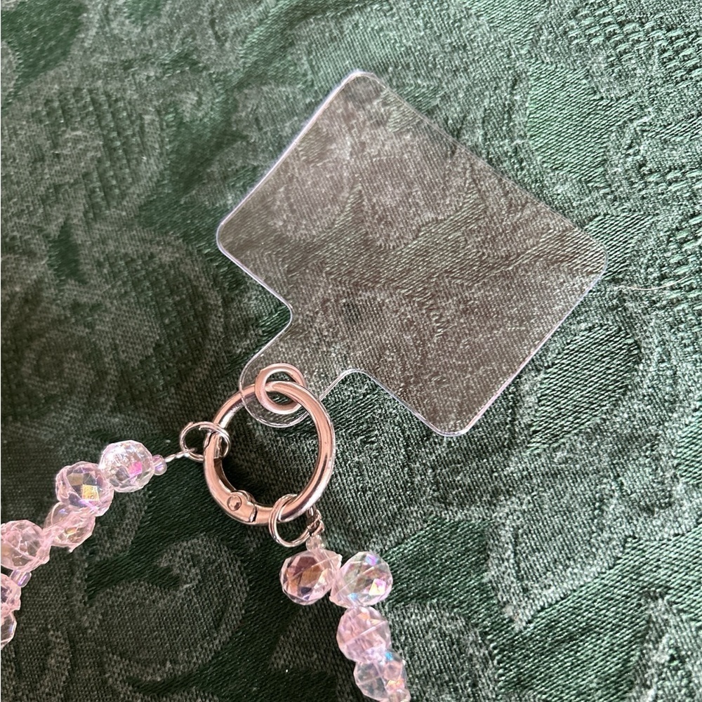 Clear Beaded Phone Charm W/ Tab - Picture 2 of 2